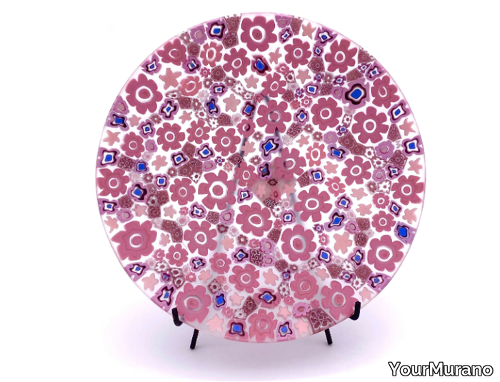 BLOOM PINK - Murano glass decorative plate _ YourMurano