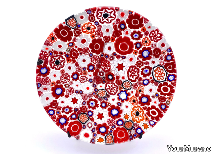 BLOOM RED - Murano glass decorative plate _ YourMurano