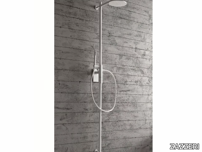 SHOWER - Wall-mounted thermostatic shower panel with overhead shower _ ZAZZERI