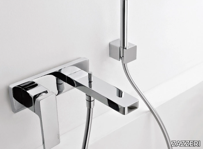 QQUADRO - Wall-mounted bathtub mixer with hand shower _ ZAZZERI