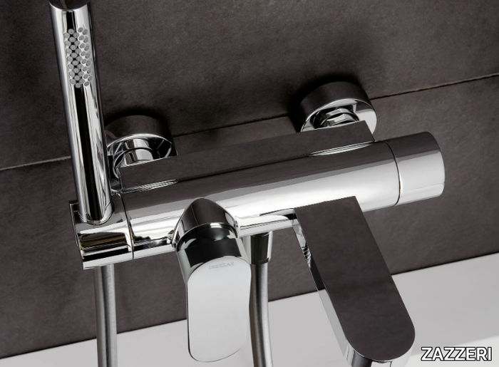 TREND X - Wall-mounted brass bathtub mixer with hand shower _ ZAZZERI