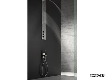 OBLIQUA - Wall-mounted stainless steel shower panel with overhead shower _ ZAZZERI