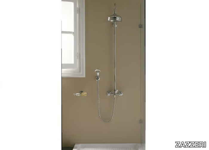 KENT - Wall-mounted shower panel with hand shower with overhead shower _ ZAZZERI