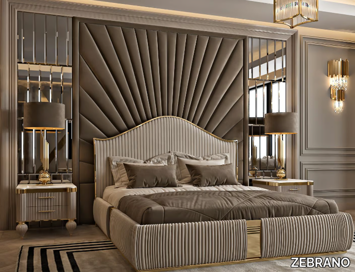 ELSIYUM - Double bed with upholstered headboard _ ZEBRANO