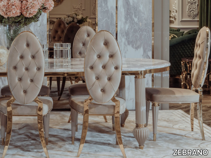 ELSIYUM - Upholstered tufted fabric chair high-back _ ZEBRANO