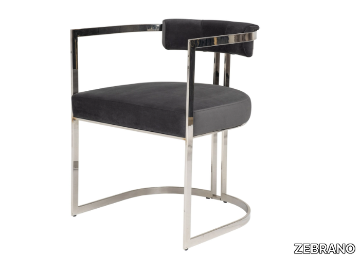 KAILAS - Upholstered metal chair with armrests _ ZEBRANO