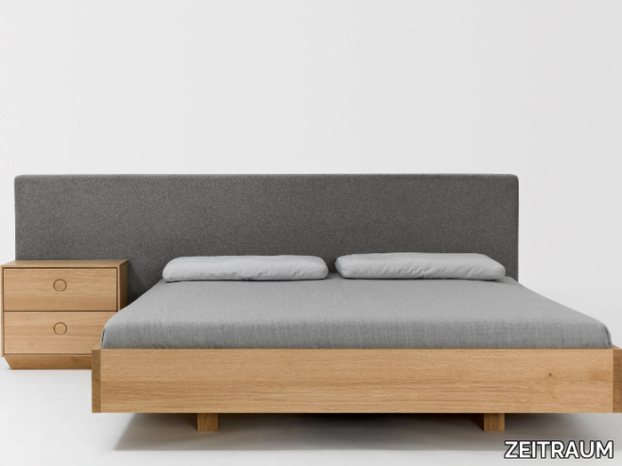 SIMPLE COMFORT - Solid wood double bed with upholstered headboard _ ZEITRAUM