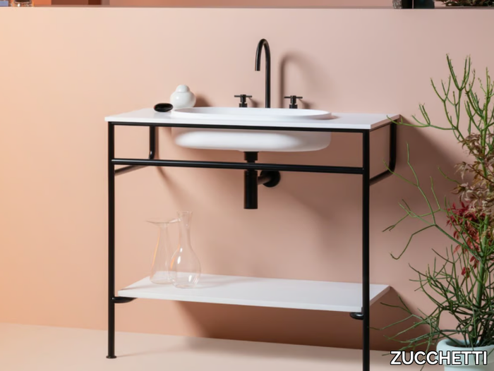 RISE - Console with integrated oval washbasin in Cristalplant® _ ZUCCHETTI