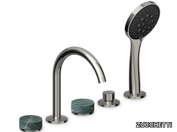 ISY22 ZIS6513.C50 - Recessed deck mounted Green marble Aver bathtub tap with hand shower _ ZUCCHETTI