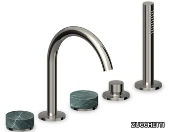 ISY22 ZIS6533.C50 - 5 hole deck mounted Recessed Green marble Aver bathtub tap with hand shower _ ZUCCHETTI