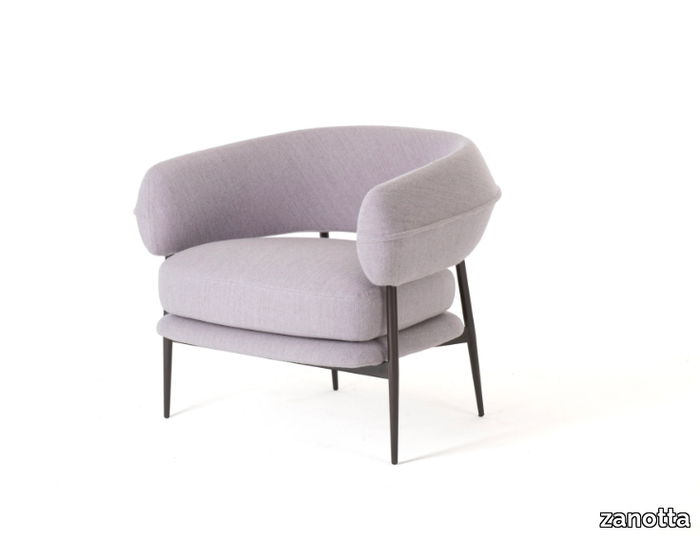 NENA LOUNGE - Leather armchair with removable cover with armrests _ Zanotta