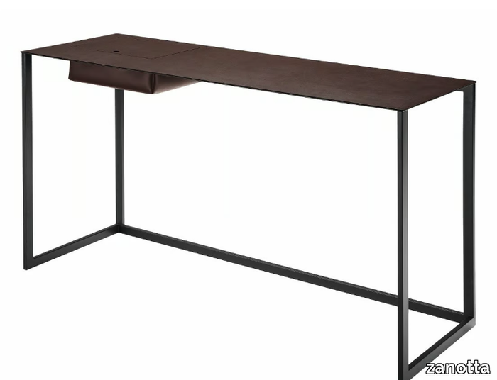 CALAMO 2730 - Steel secretary desk with tanned leather top _ Zanotta