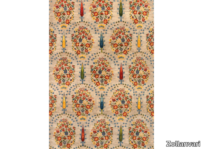 GARLANDS & CYPRESSES 1 - Rectangular wool rug with floral pattern _ Zollanvari