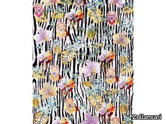 ZEBRAS AMIDST BLOOMS 3 - Rectangular wool rug with floral pattern _ Zollanvari