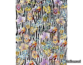 ZEBRAS AMIDST BLOOMS 2 - Rectangular wool rug with floral pattern _ Zollanvari