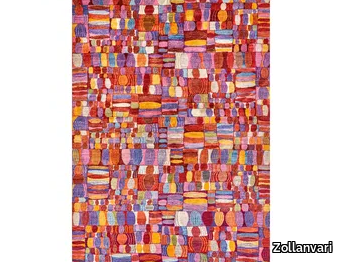 QUILT CRAZY IN RED, PINK & ORANGE - Rectangular wool rug _ Zollanvari