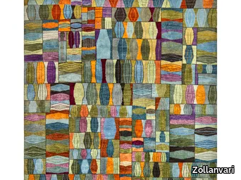 QUILT CRAZY IN BLUE, GREEN & VIOLET - Rectangular wool rug _ Zollanvari