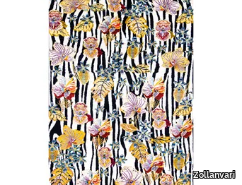 ZEBRAS AMIDST BLOOMS 4 - Rectangular wool rug with floral pattern _ Zollanvari