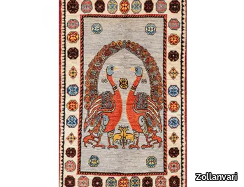 CONFRONTED PEACOCKS & DEERS - Rectangular wool rug _ Zollanvari