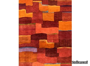 ERRATIC TILES, RED & ORANGE - Rectangular wool rug _ Zollanvari