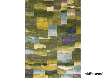 ERRATIC TILES, GREEN & BLUE - Rectangular wool rug _ Zollanvari