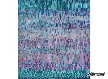 WATER MEADOW IN TURQUOISE BLUE & AUBERGINE - Rectangular wool rug _ Zollanvari