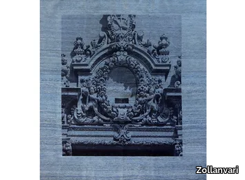 FRAMED SICILIAN BAROQUE ON BLUE-GREY - Rectangular fabric rug _ Zollanvari