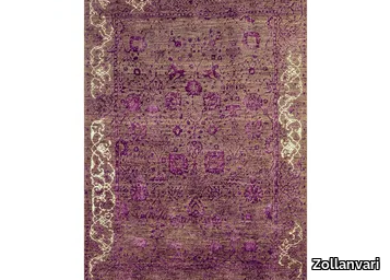 JEZIORAK SILVER VIOLET & WHITE - Patterned rectangular wool and silk rug _ Zollanvari