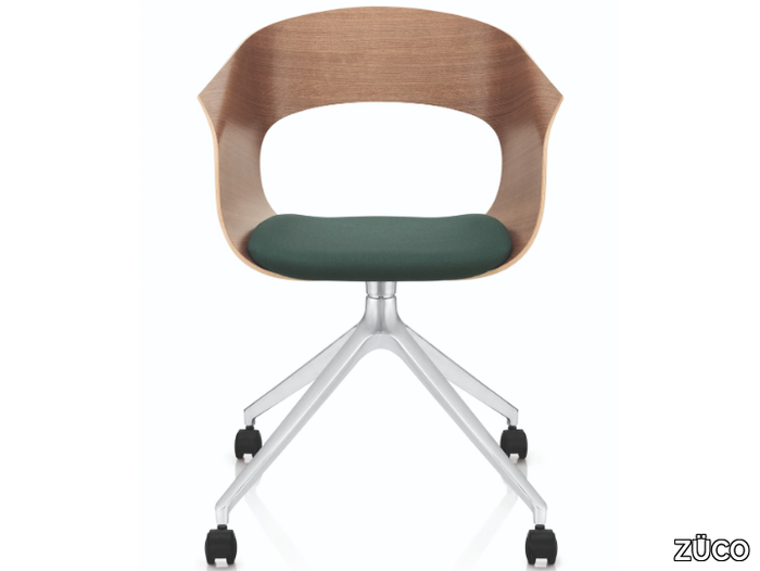 BONITO - Swivel wooden chair with castors _ ZÜCO