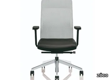 CUBO FLEX - Swivel office chair in leather and fabric with armrests _ ZÜCO