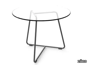 AVERIO - Round metal coffee table and glass top _ ZÜCO