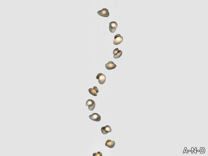 PEBBLE CHANDELIER 12 - LED blown glass pendant lamp _ A-N-D