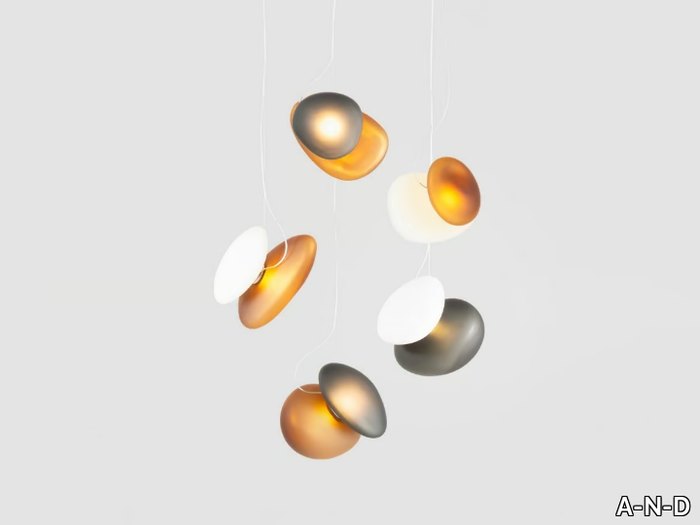 PEBBLE CHANDELIER 5 - LED blown glass pendant lamp _ A-N-D