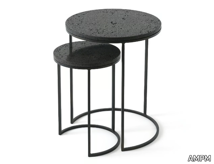 ANAXIMÈNE - Round stackable lava stone coffee table _ AMPM