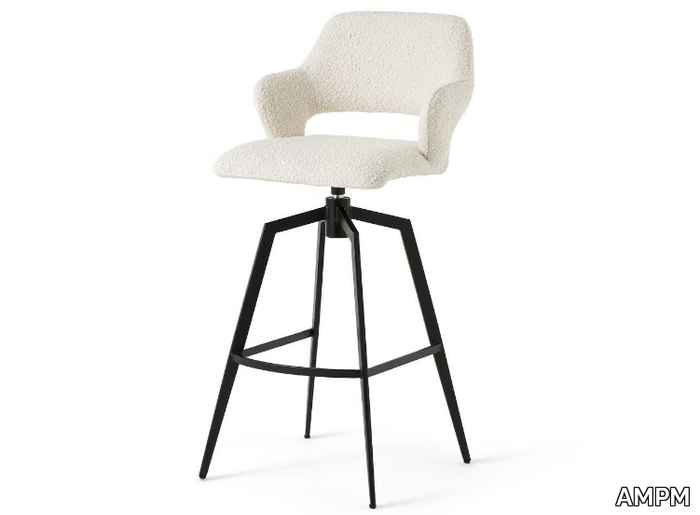 ASYAR - Swivel fabric stool with armrests _ AMPM