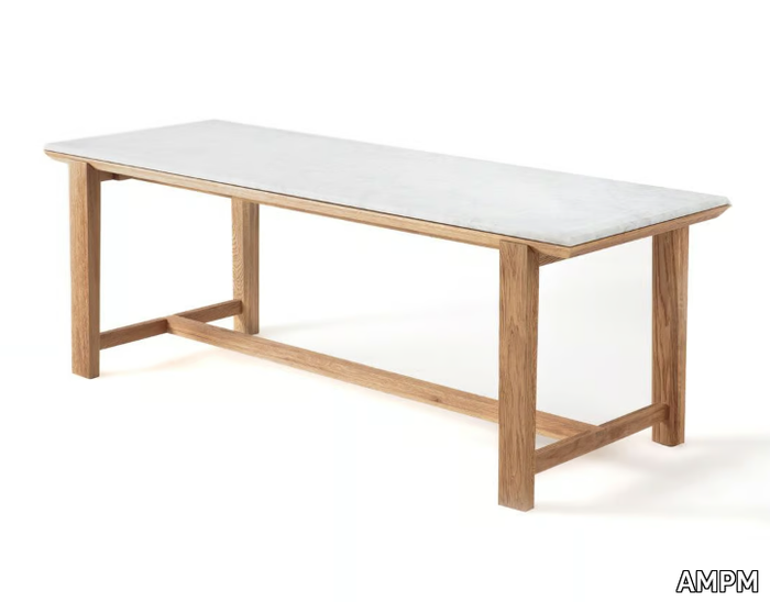 CAMPANIA - Rectangular oak table with Carrara marble top _ AMPM