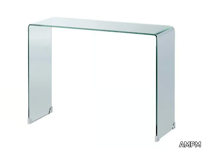 CRISTALLINE - Rectangular tempered glass console table _ AMPM