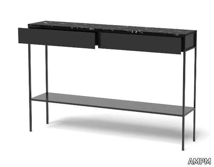 FÉBÉE - Rectangular marble console table with drawers _ AMPM