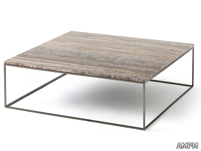 MAHAUT - Low square travertine coffee table _ AMPM