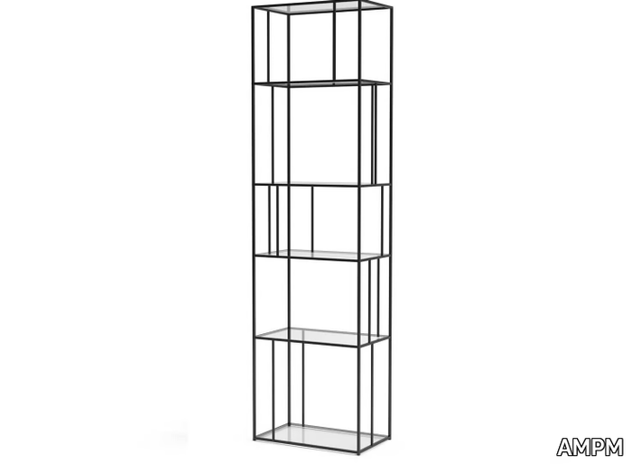 PARALLEL - Open tempered glass and metal bookcase _ AMPM