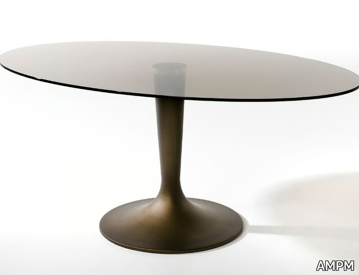 SEONA - Oval tempered glass table _ AMPM