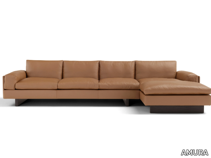 TAU - 4 seater leather sofa with chaise longue _ AMURA