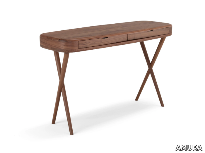 VANITY - Rectangular walnut writing desk with drawers _ AMURA