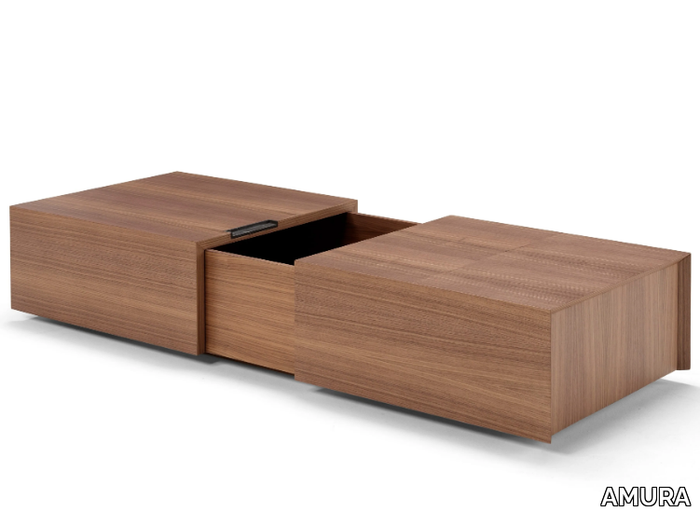 SLIDE - Multi-layer wood coffee table with storage space _ AMURA