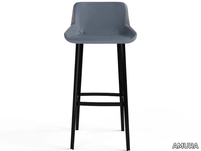 PANIS - High leather stool with back _ AMURA