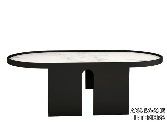 CHARLA - Low lacquered oval wooden coffee table _ ANA ROQUE INTERIORS