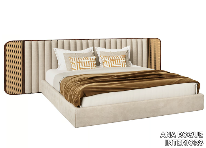 CROWN - Fabric double bed with upholstered headboard _ ANA ROQUE INTERIORS