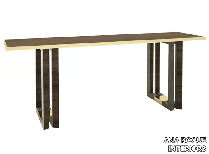 MELODI - Rectangular wooden console table with marble top _ ANA ROQUE INTERIORS