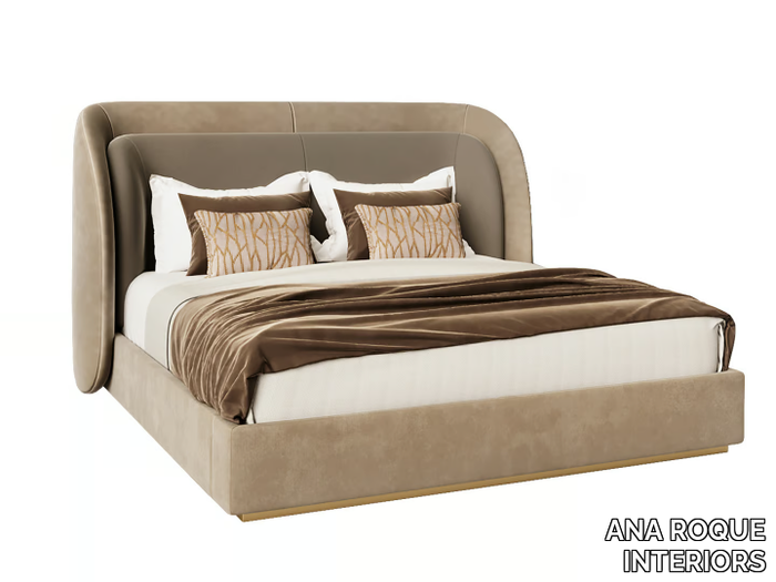 NORA - Fabric double bed with high headboard _ ANA ROQUE INTERIORS