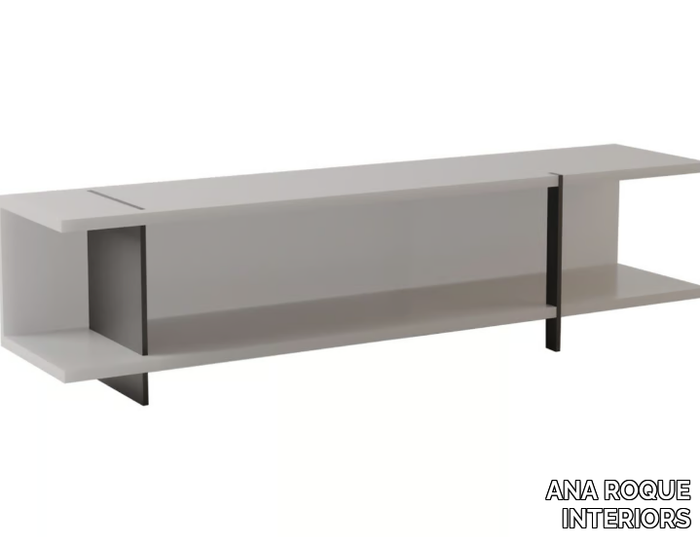 PEARL - Rectangular wooden console table with shelving _ ANA ROQUE INTERIORS